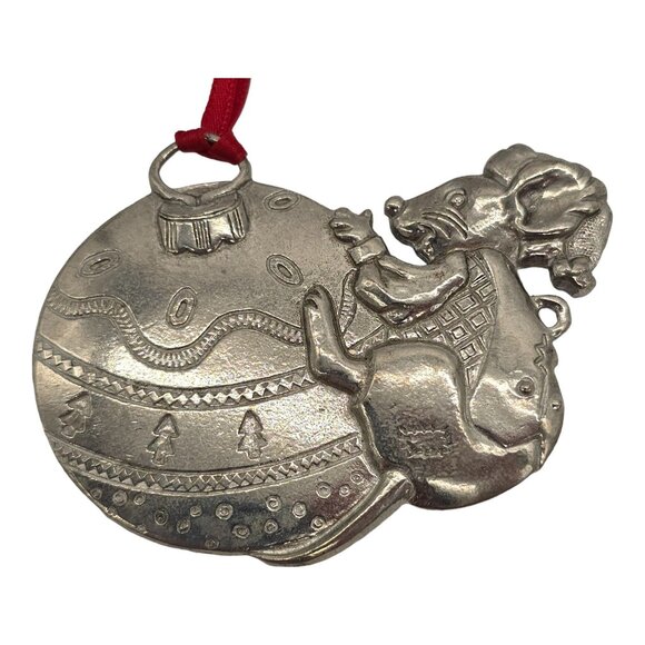 Kirk Stieff Pewter Christmas Ornament Mouse Ball USA Anti-Tarnish Holiday Gift - Picture 3 of 9